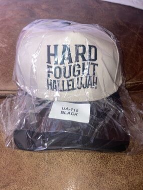 White and Black Trucker Hat - "Hard Fought Hallelujah"